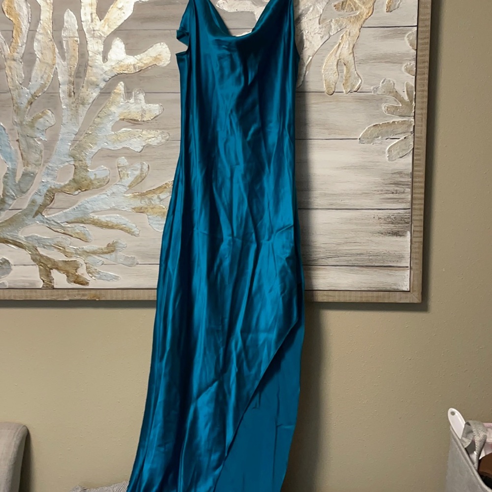 Sexy aqua dress.